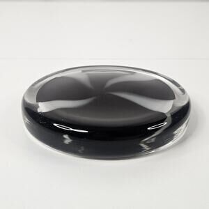 MCM Camer Glass NYC Black White Swirl Italian Art Glass Paperweight Vintage 4"